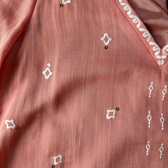 NWT Chelsea and Violet Tangerine Embroidered Long Sleeve Dress Size Medium - Picture 6 of 9